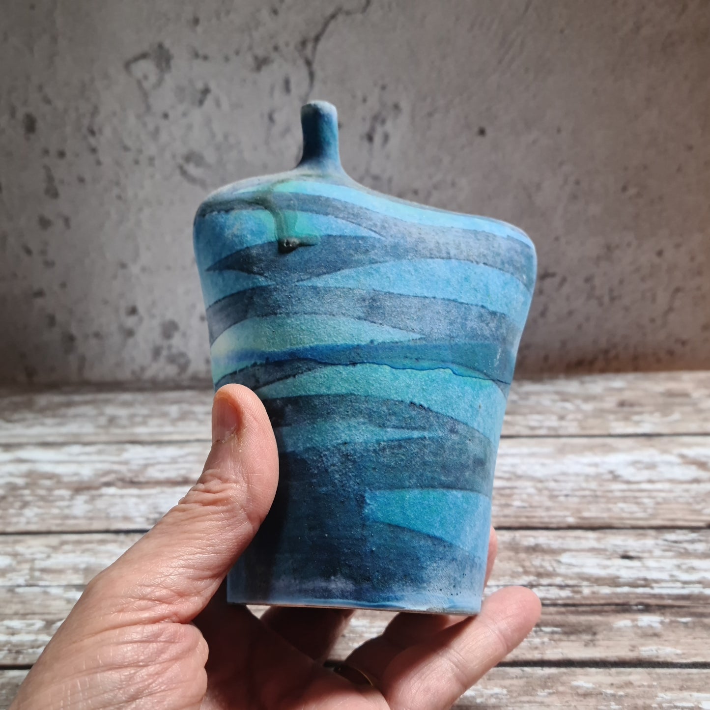 "Waves" Medium Wide Stoneware Bottle