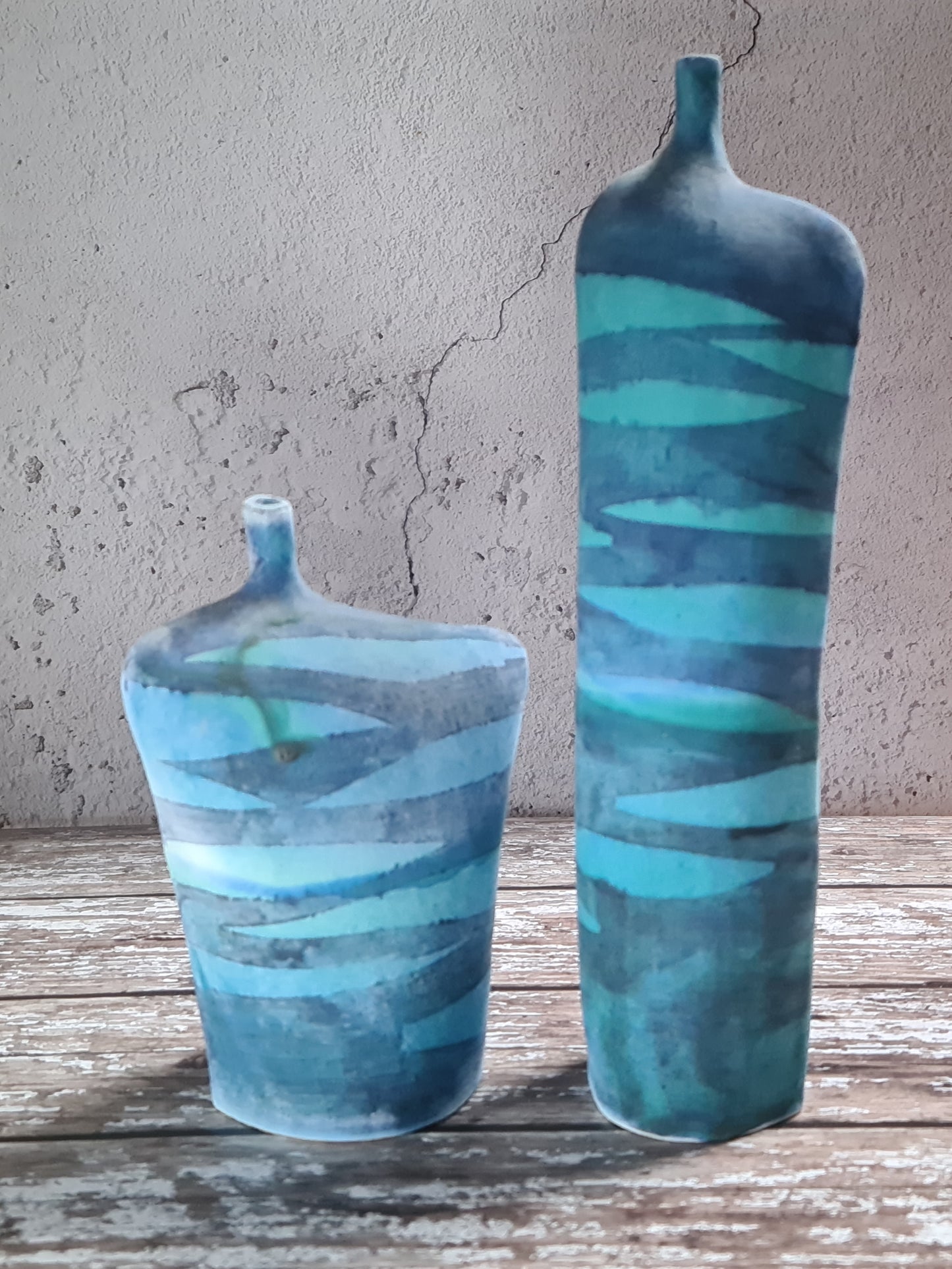 "Waves" Tall Stoneware Bottle