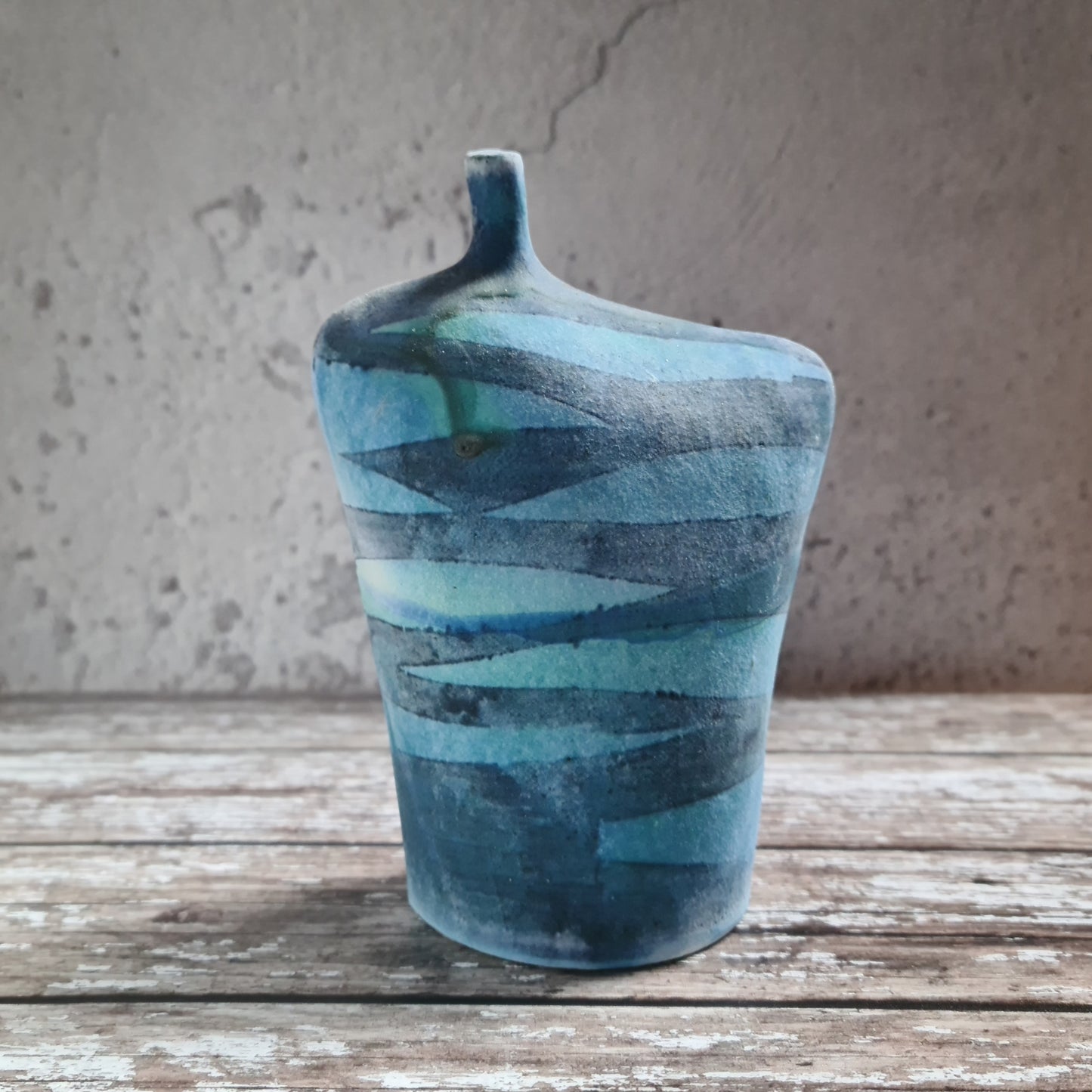"Waves" Medium Wide Stoneware Bottle