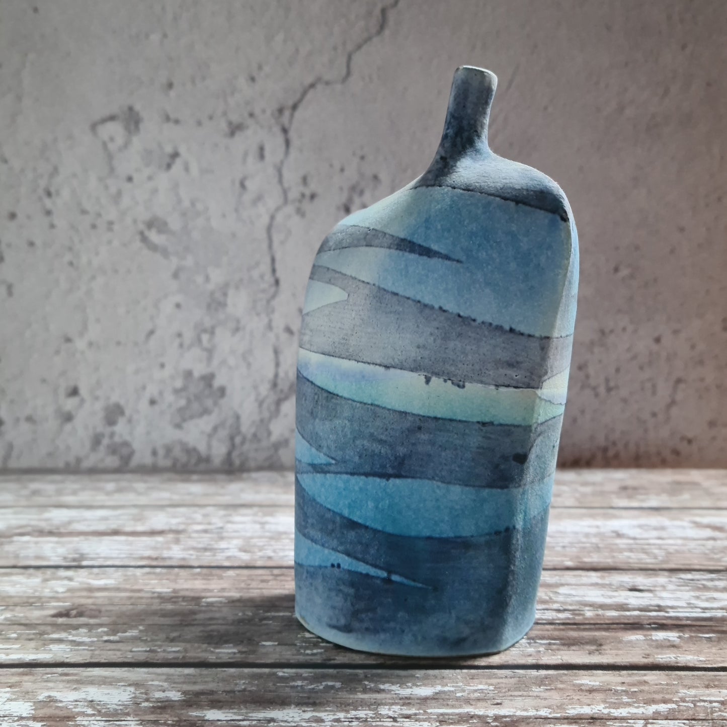 "Waves" Medium Wide Stoneware Bottle