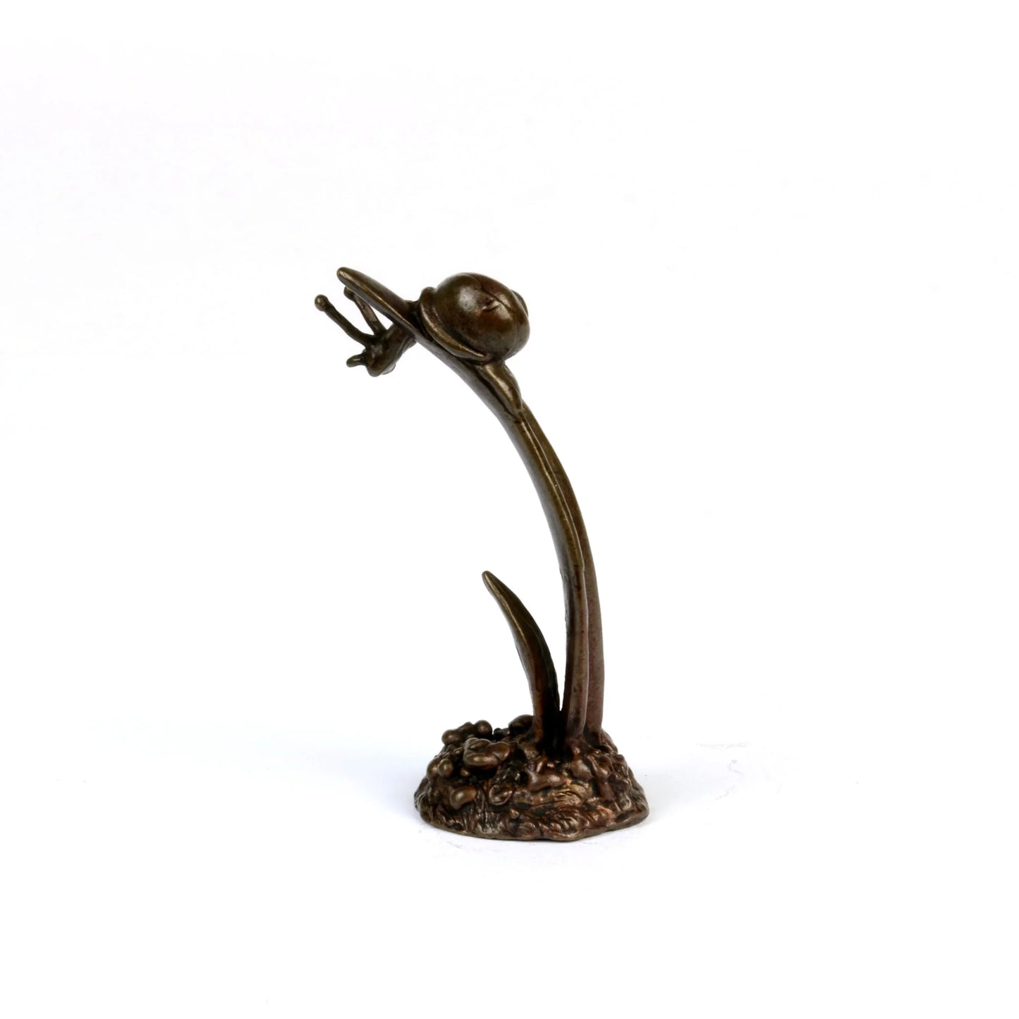 Snail on Leaf Miniature Bronze Sculpture
