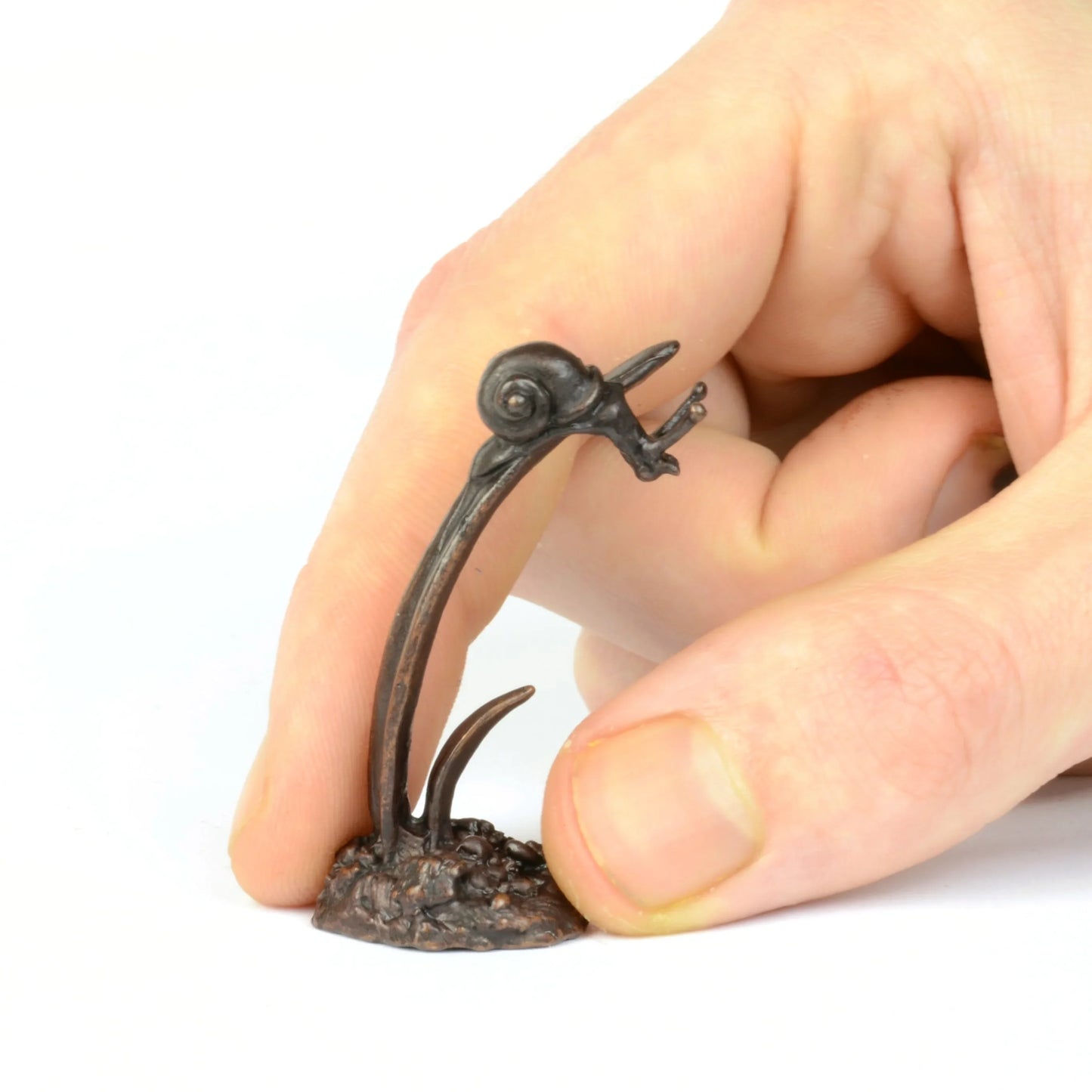 Snail on Leaf Miniature Bronze Sculpture
