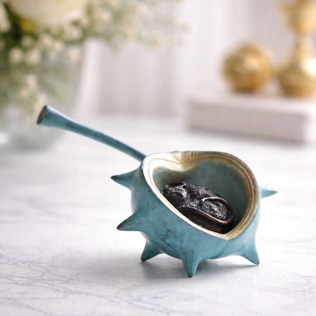 Sleeping Dormouse in Conker Shell Bronze Sculpture