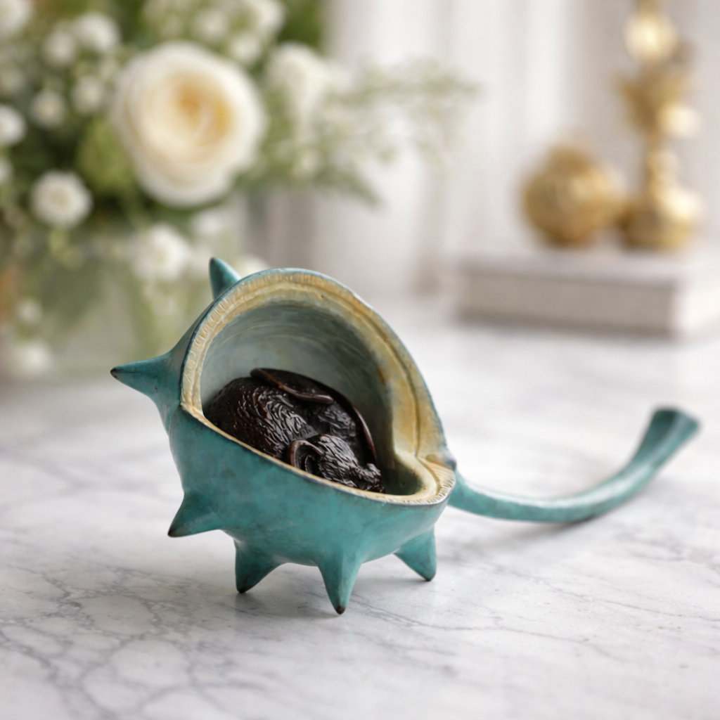 Sleeping Dormouse in Conker Shell Bronze Sculpture