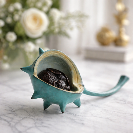 Sleeping Dormouse in Conker Shell Bronze Sculpture