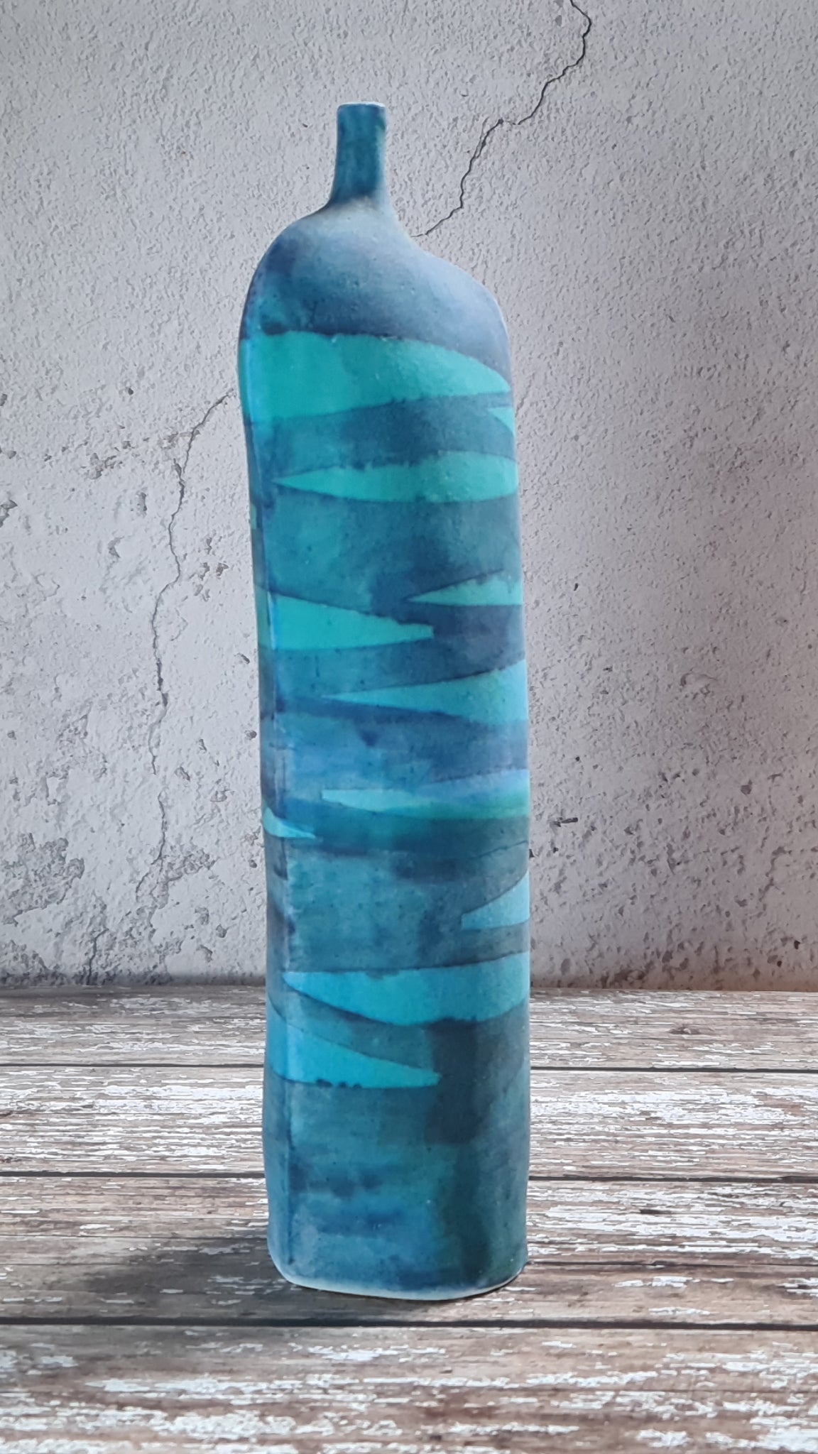 "Waves" Tall Stoneware Bottle