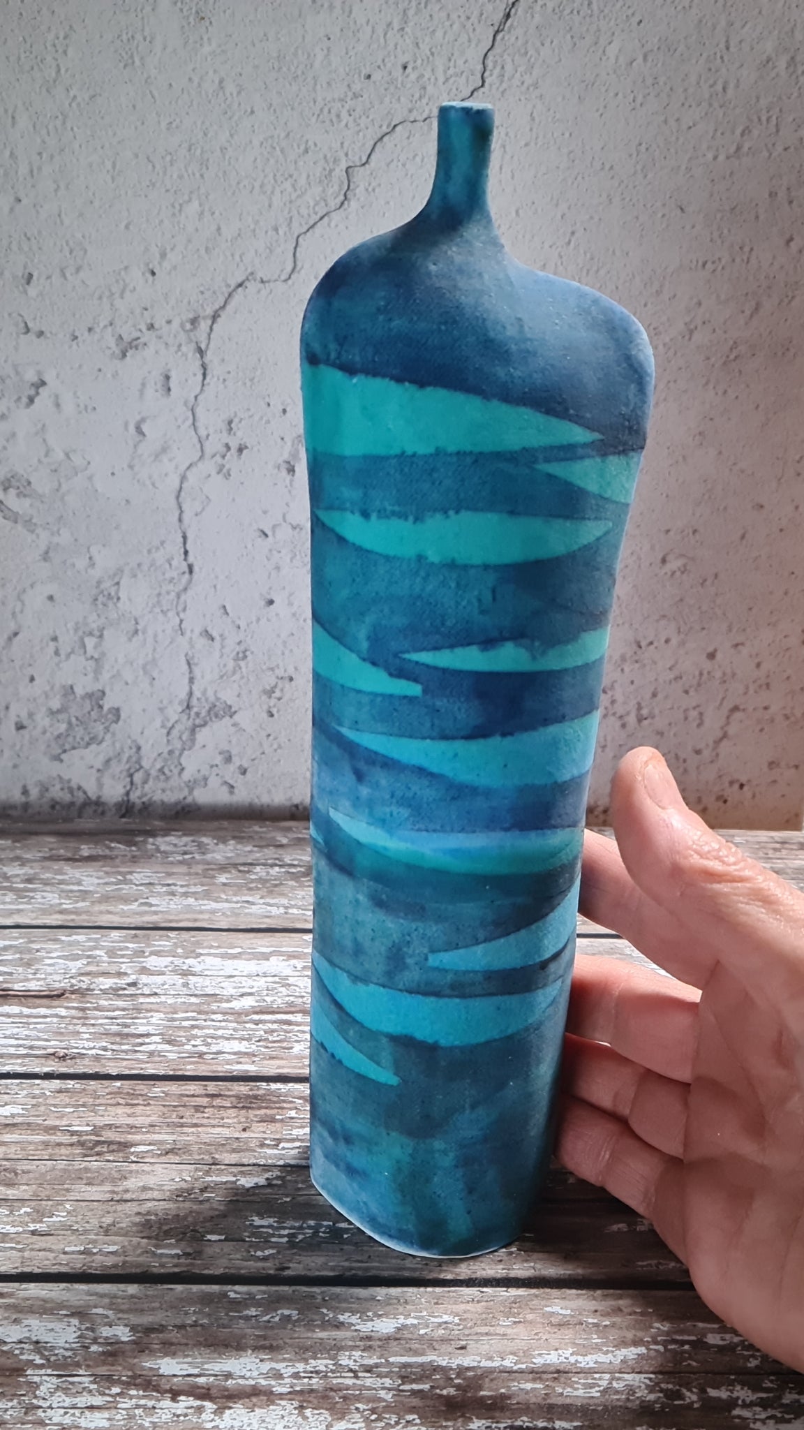 "Waves" Tall Stoneware Bottle
